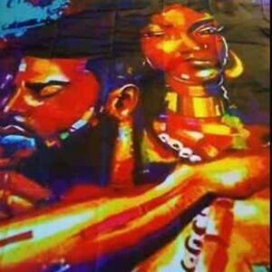 NWOT Digital Afrocentric Man and Woman Shower Curtain 72X72